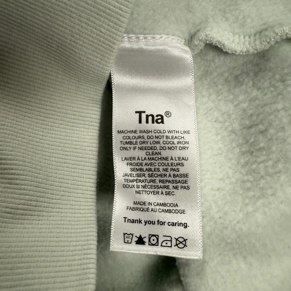 Aritzia Tna Cozy Fleece Hoodie Womens XS Light Green Full Zip Cropped Sweatshirt - Picture 8 of 9